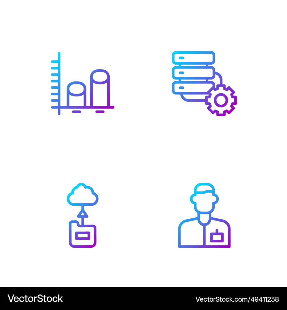 Set line analyst engineer cloud technology data Vector Image