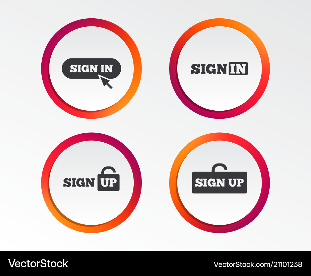 Sign in icons login with arrow hand pointer vector image