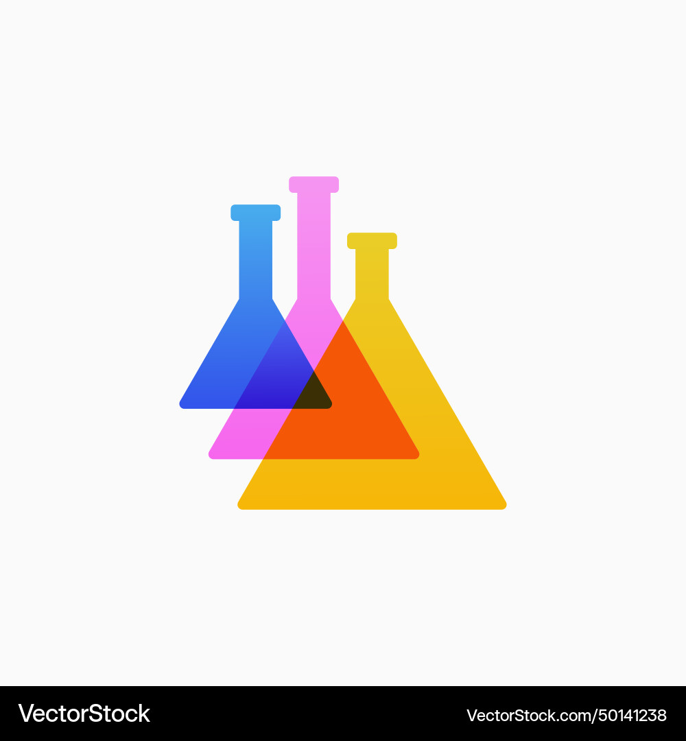 Three lab flask glassware labware logo icon Three lab flask glassware labware logo icon vector image