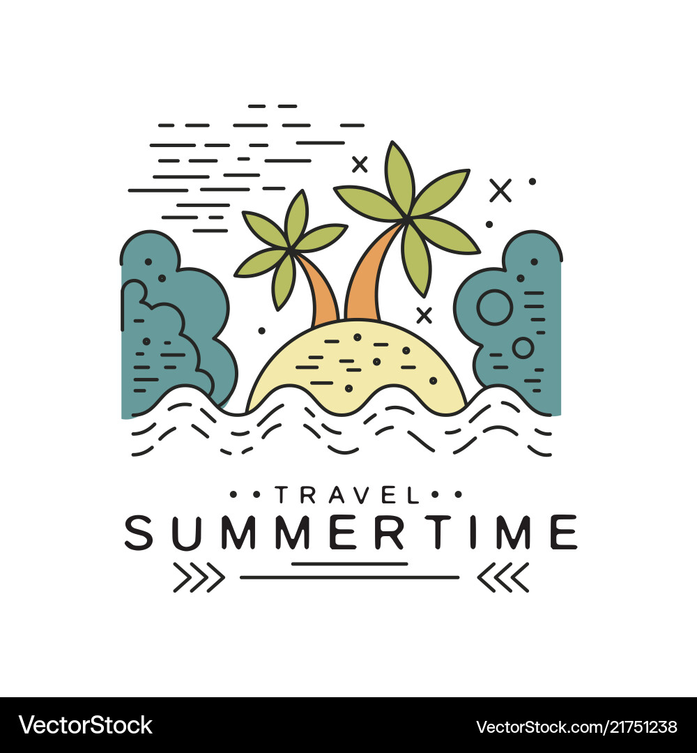 Tropical Summer Vacation Logo Vector Image