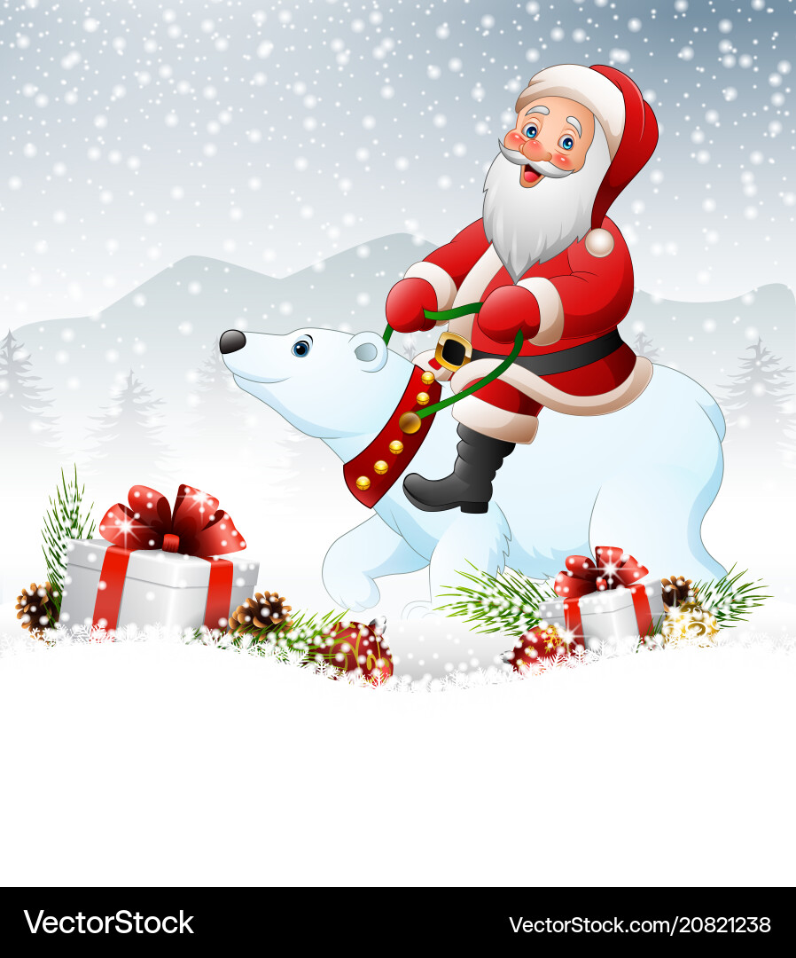 Weihnachtshintergrund mit santa Reitpolbär Weihnachtshintergrund mit santa Reitpolbär vektorbild