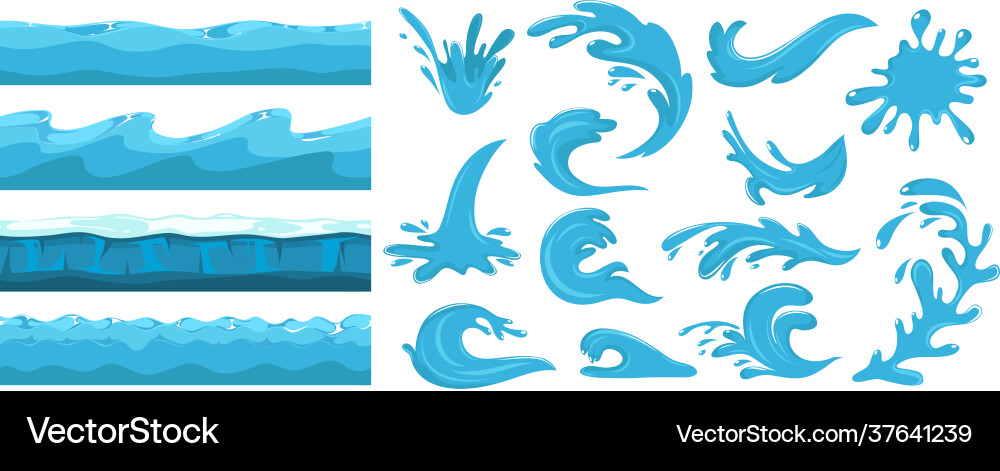 Blue ocean waves sea wave water surface seamless Blue ocean waves sea wave water surface seamless vector image