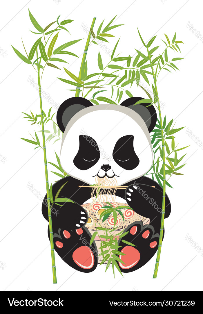 Cartoon panda with ramen Royalty Free Vector Image