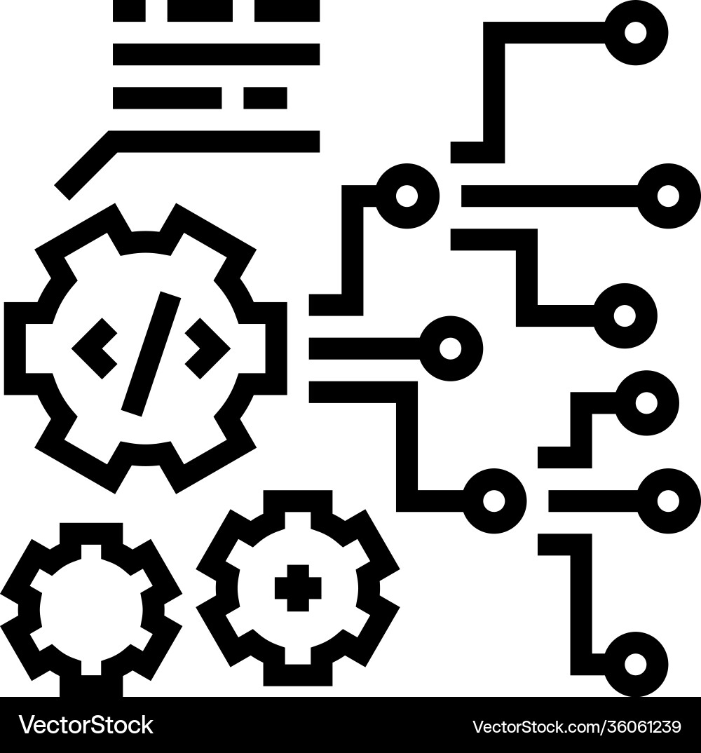 Code and settings working process line icon Code and settings working process line icon vector image