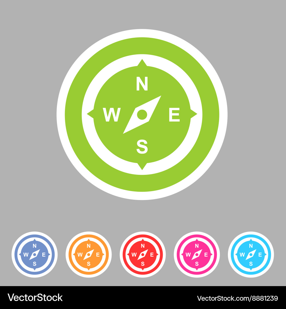 Compass navigation location icon flat web sign vector image