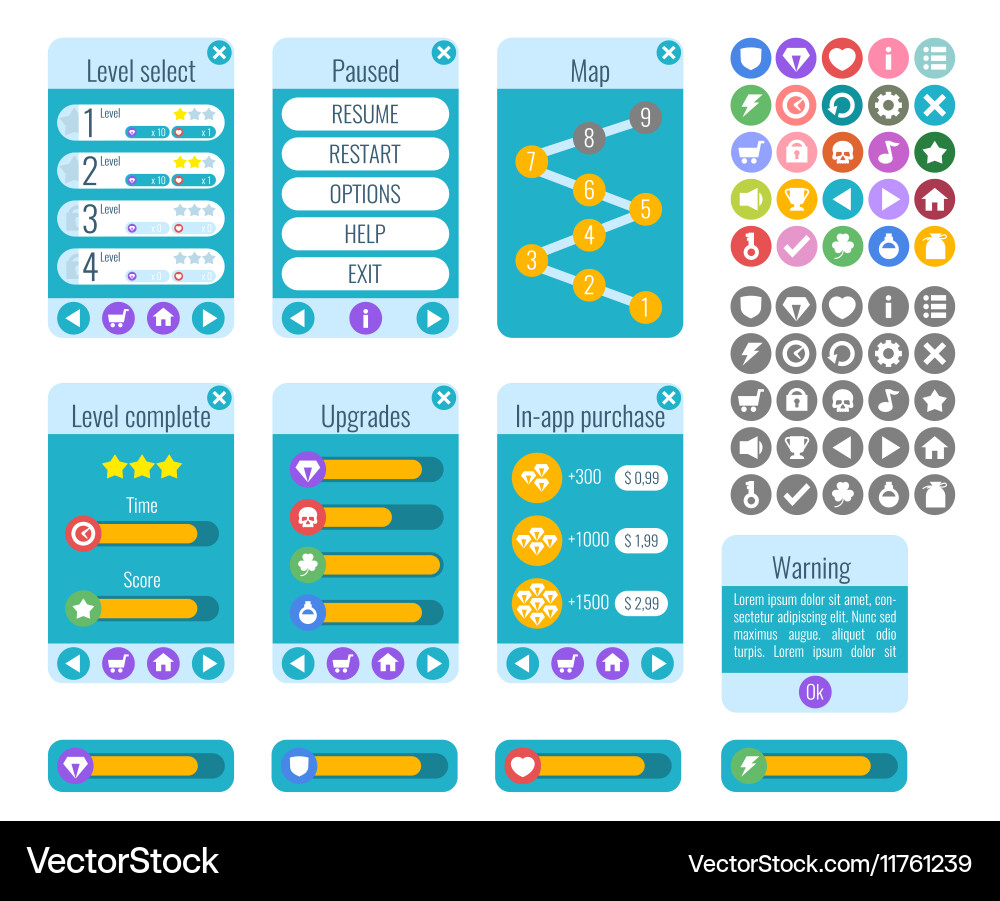 Complete menu of graphical user interface gui vector image