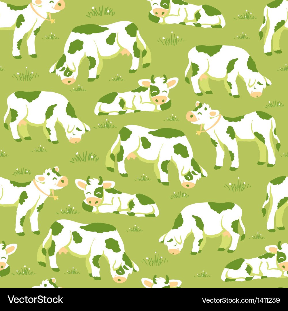Cows on the field seamless pattern background vector image