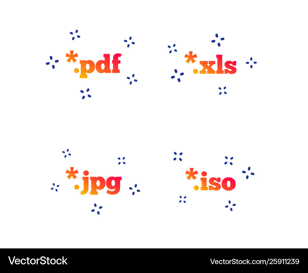 Document signs file extensions symbols Vector Image