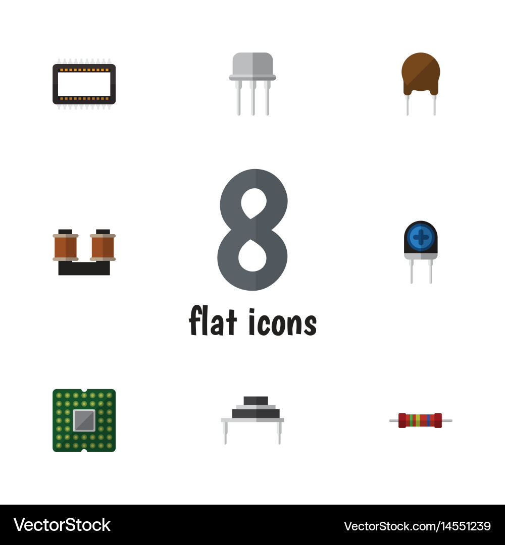 Flat device set of resistance unit mainframe vector image