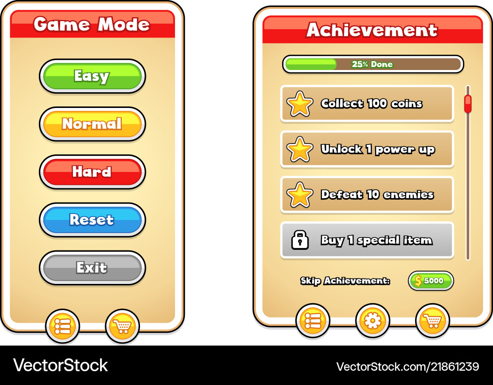 Game user interface templates vector image