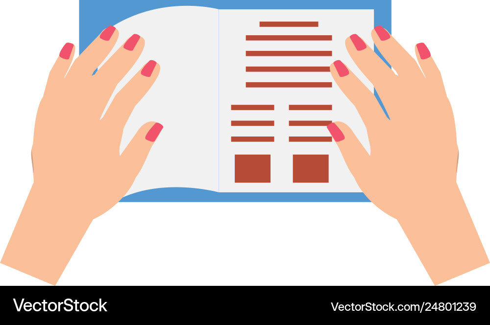 Hands with notebook school open Hands with notebook school open vector image
