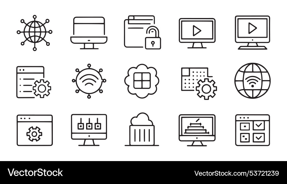 Information technology web icon set in line style Information technology web icon set in line style Vector Image