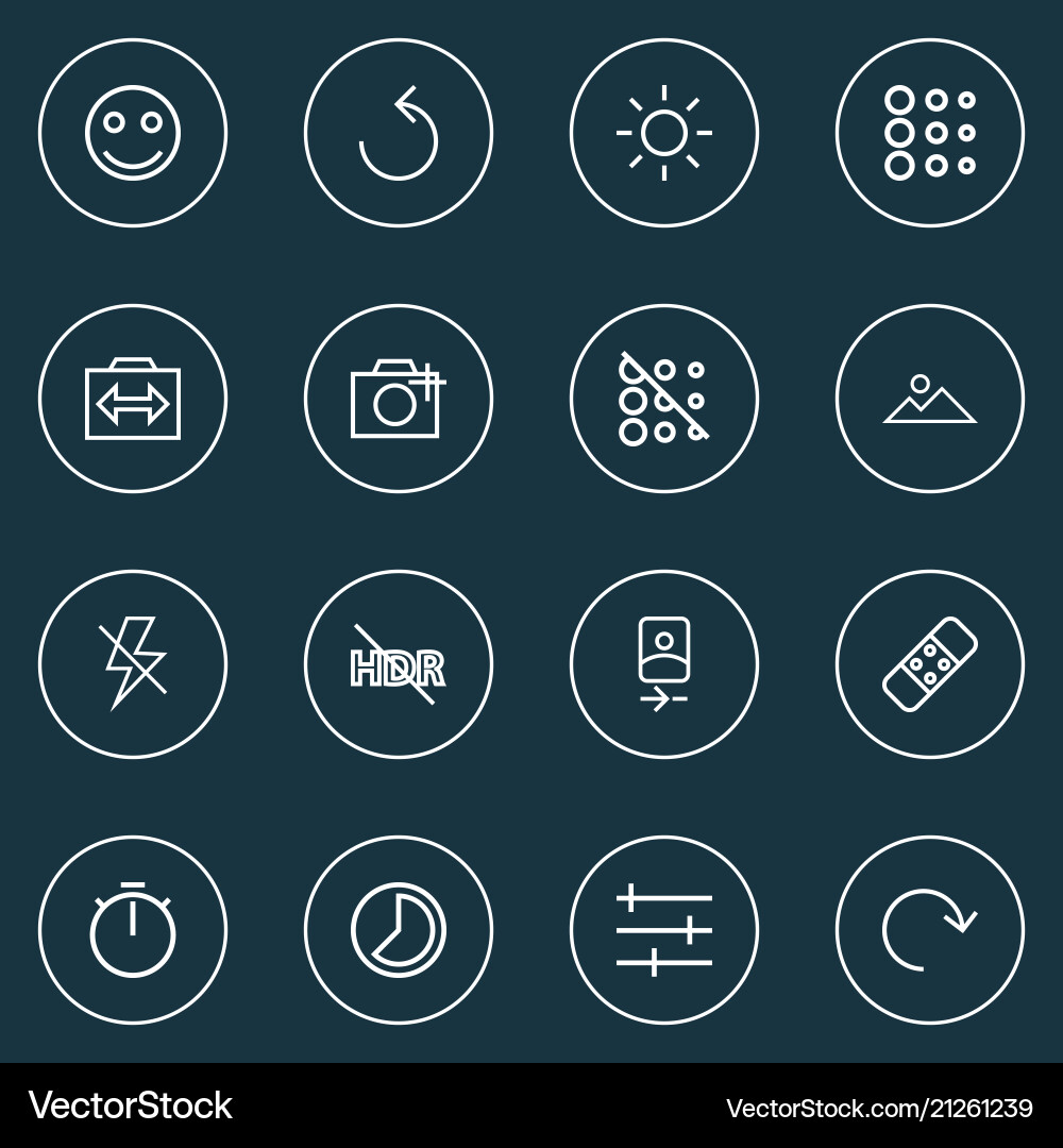 Line Style Icon Set - Refresh & Brightness vector image