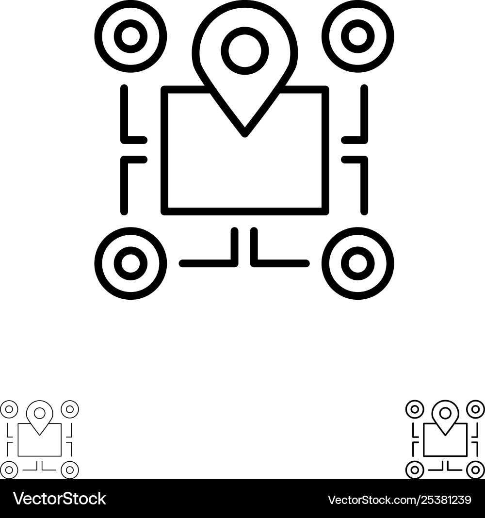 Location map chip area pointer bold and thin Vector Image