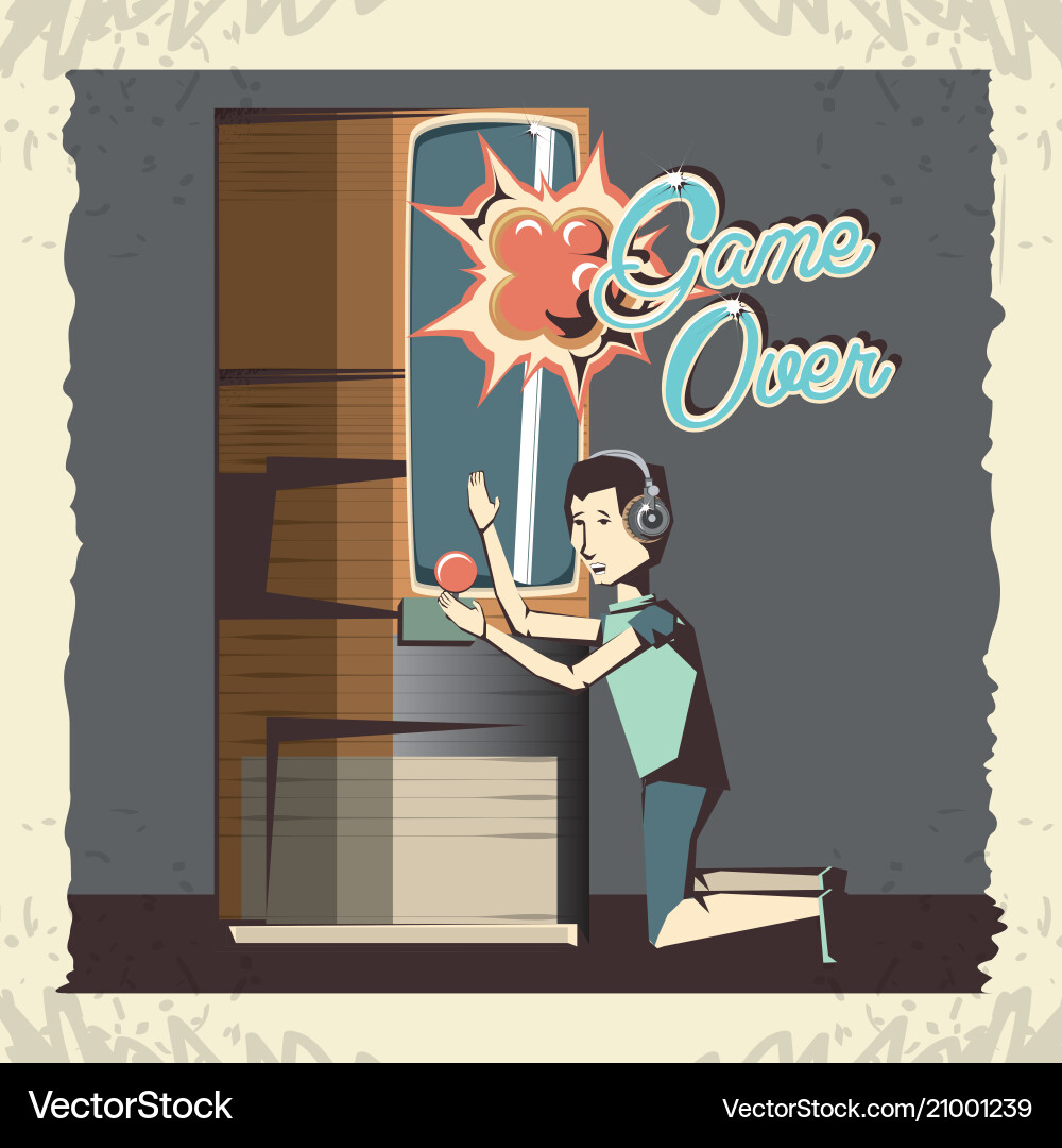 Man playing video game retro Man playing video game retro vector image