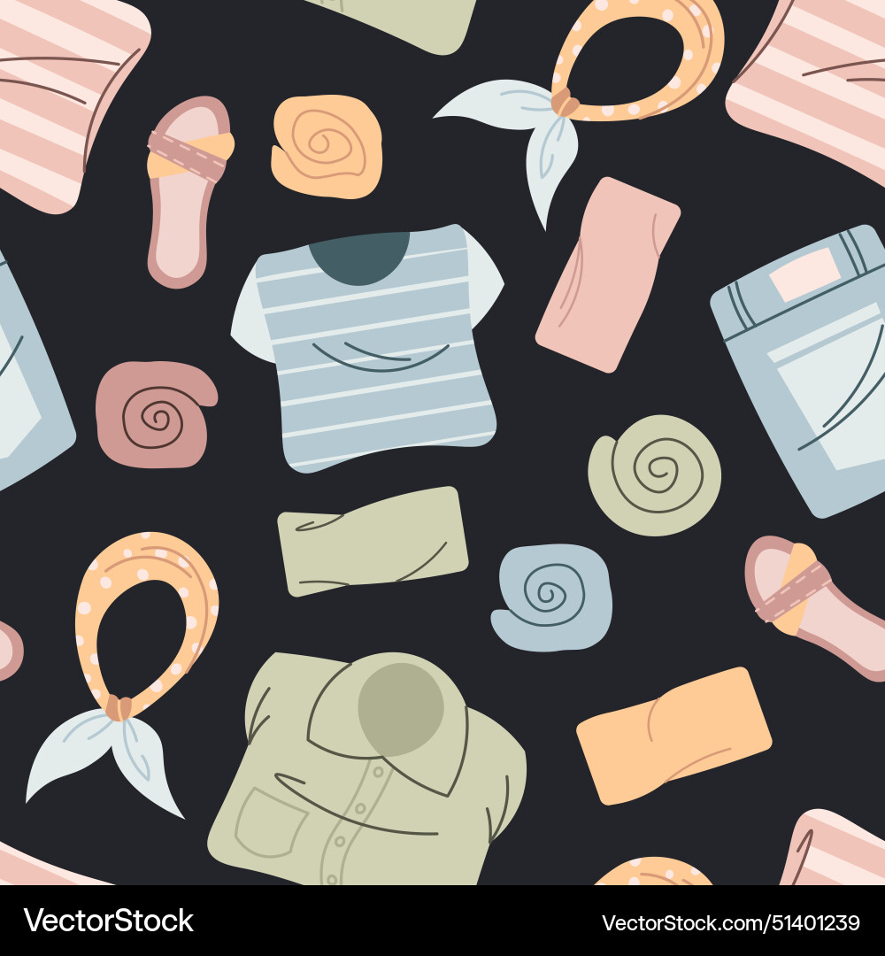 Seamless pattern with folded clothes background Seamless pattern with folded clothes background Vector Image
