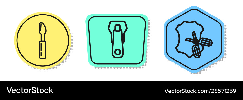 Set line cutter tool zipper and scissors Vector Image