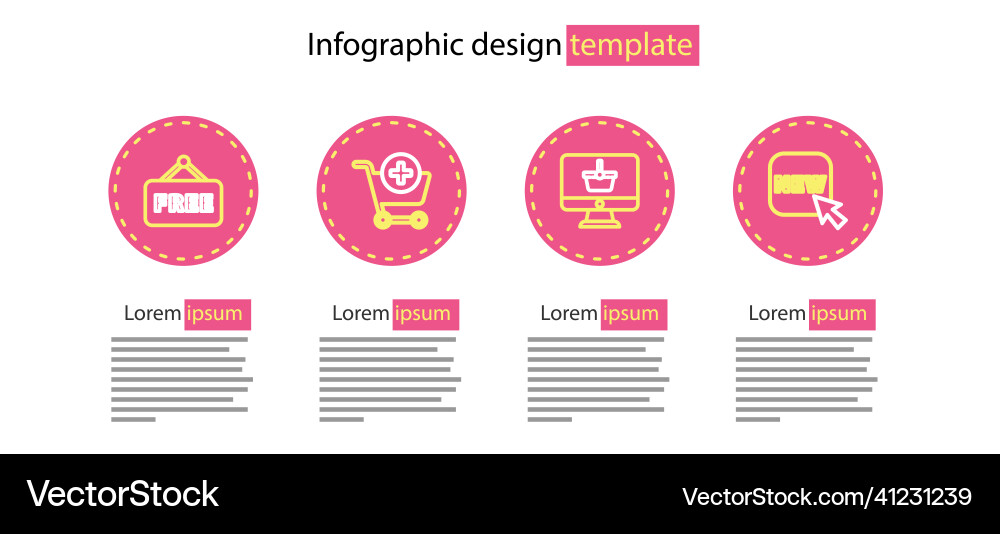 Set line monitor with shopping basket button text Set line monitor with shopping basket button text vector image