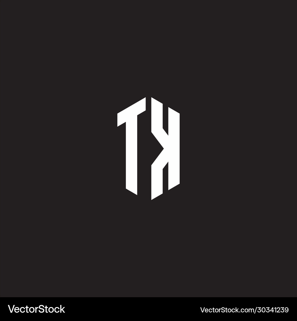 Tk logo monogram with hexagon shape style design Vector Image