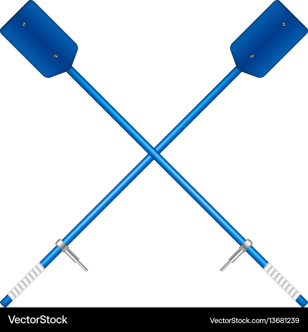 Two crossed old oars in blue design vector image