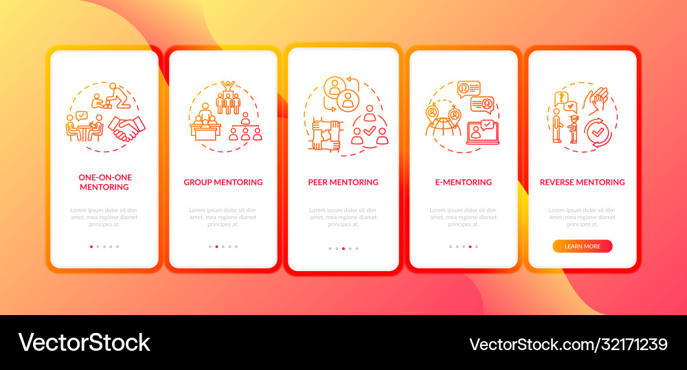 Types teaching onboarding mobile app page Types teaching onboarding mobile app page Vector Image