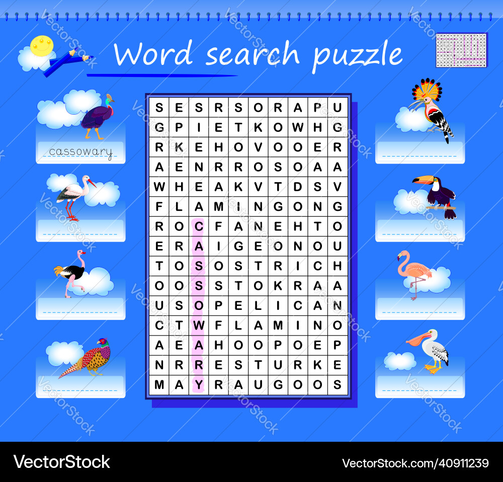Word search puzzle learn and write english names Vector Image