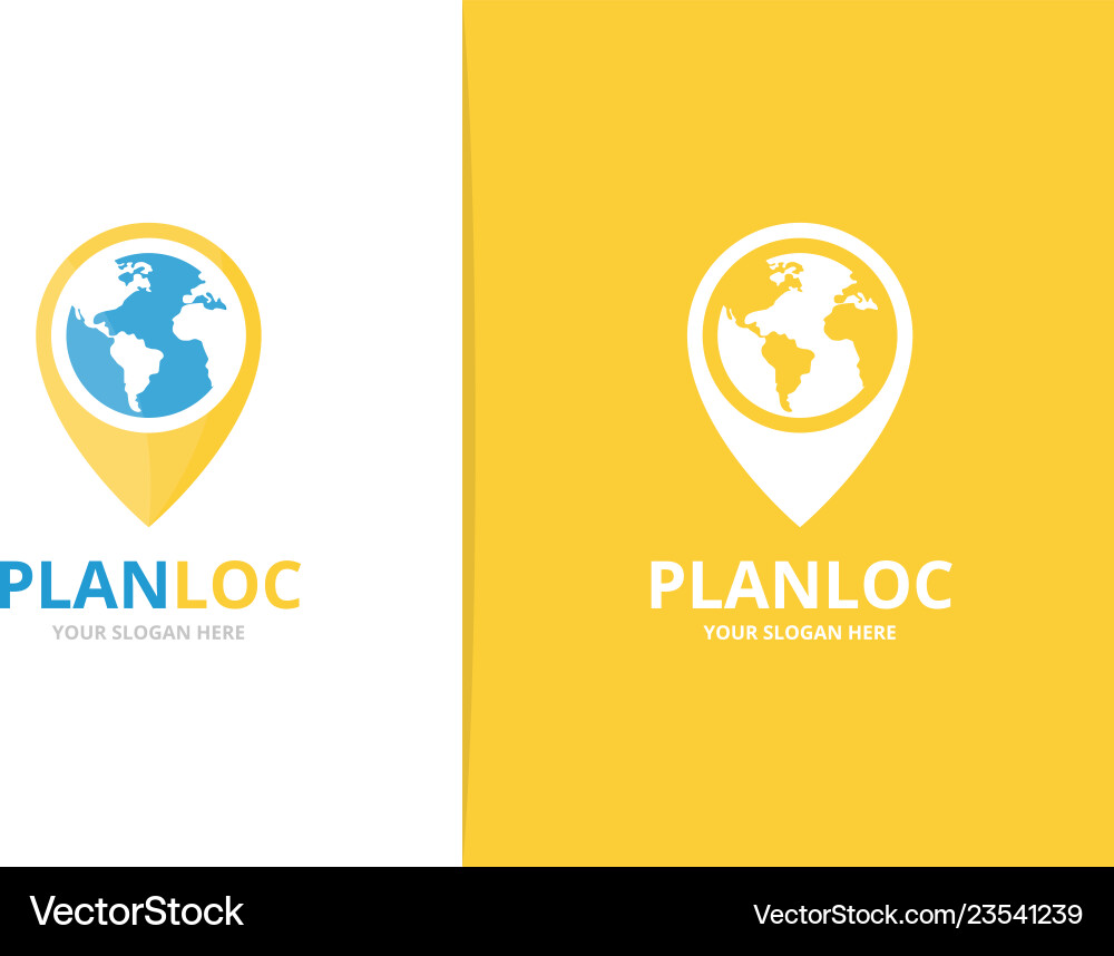 World and map pointer logo combination World and map pointer logo combination vector image