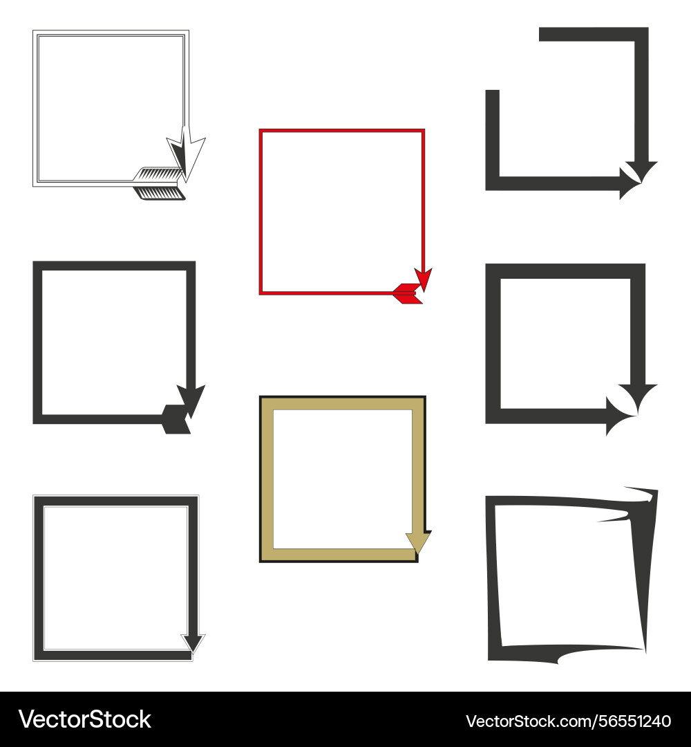 Arrow frame icon square border shape vector image