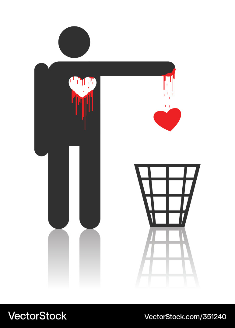Character with bloody heart Vector Image