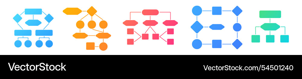 Colorful flowchart for data links and team vector image