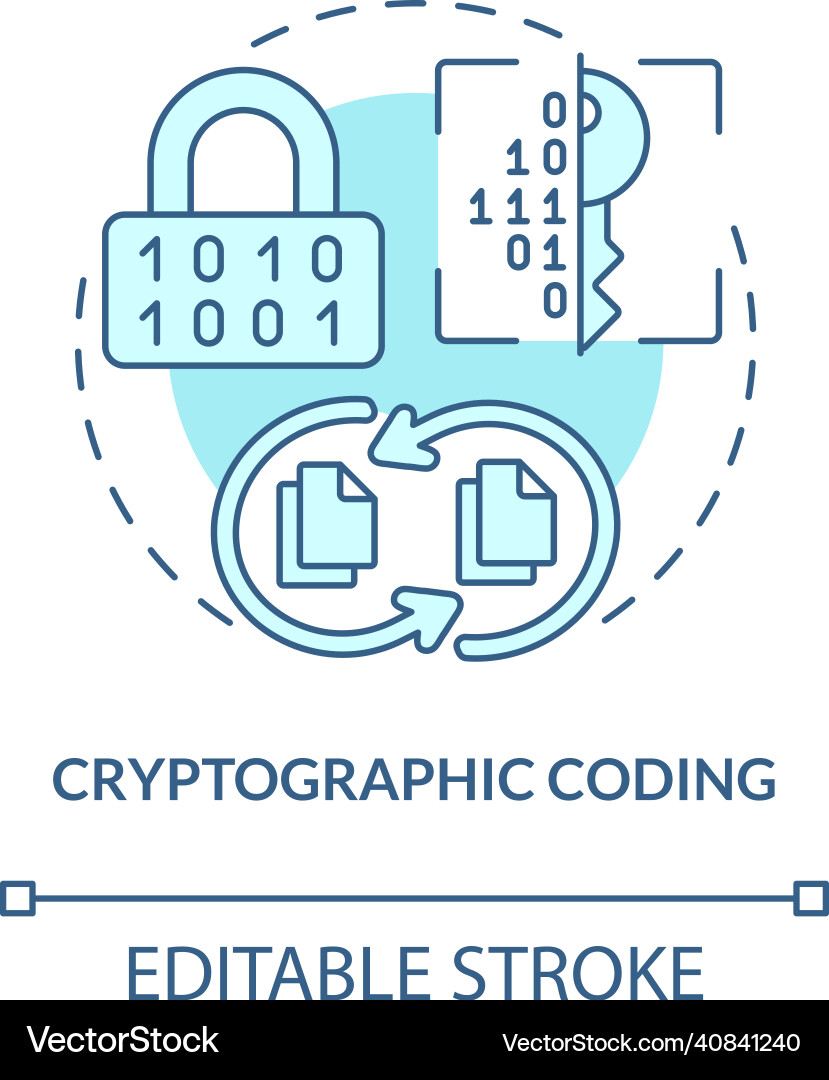 Cryptographic coding turquoise concept icon Cryptographic coding turquoise concept icon Vector Image