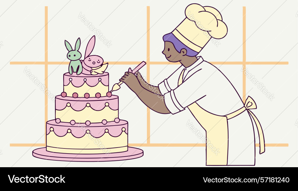 Cupcake frosting art by chef design generative ai vector image