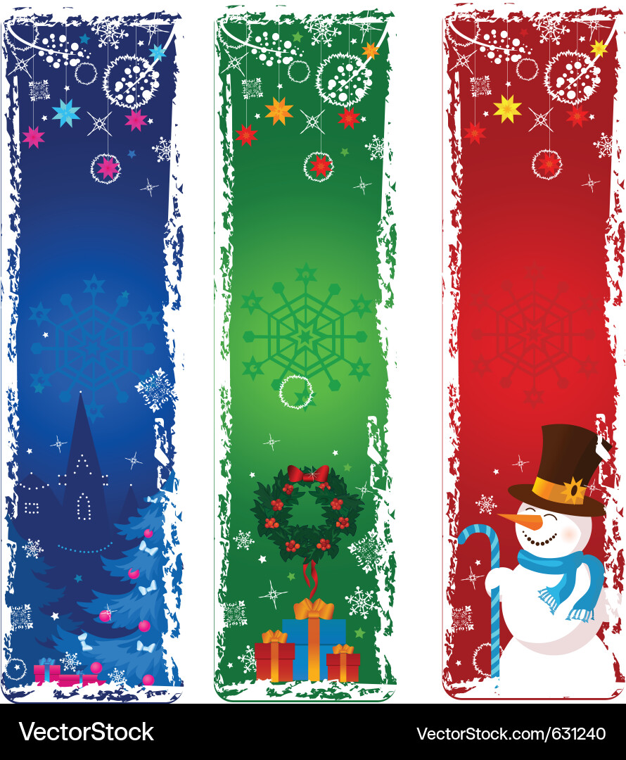 Drei vertikale Weihnachtsbanner Vektorbild