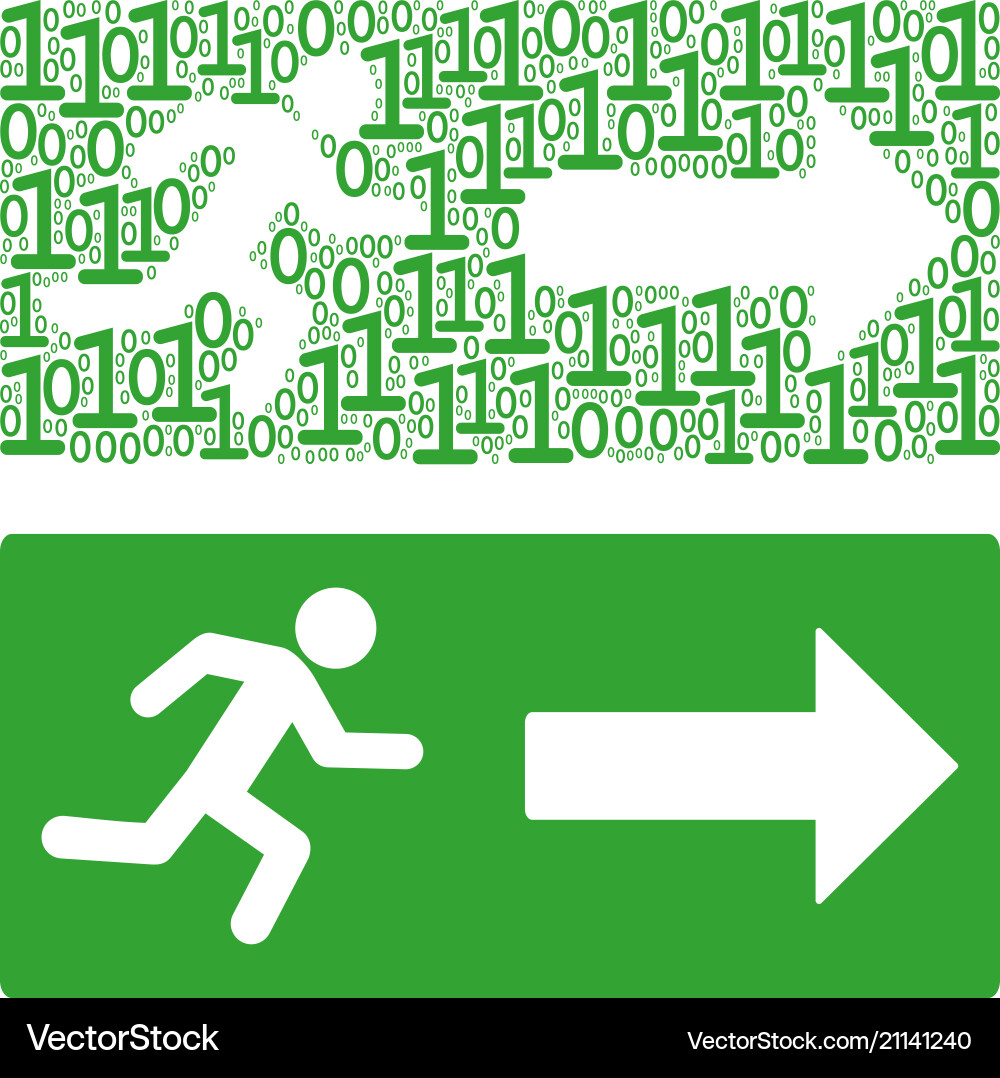 Emergency exit collage of binary digits vector image