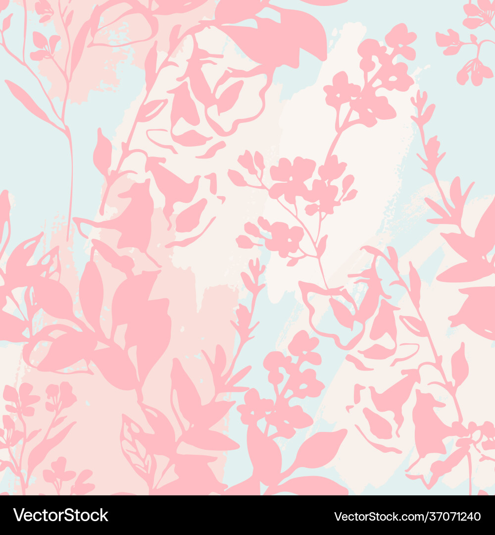 Flowers silhouettes and rough grunge shapes Flowers silhouettes and rough grunge shapes vector image