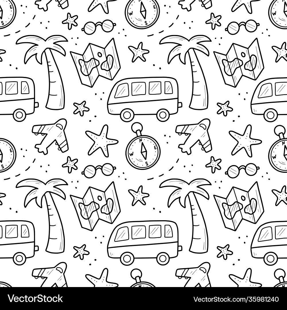 Hand drawn seamless pattern travel Hand drawn seamless pattern travel vector image