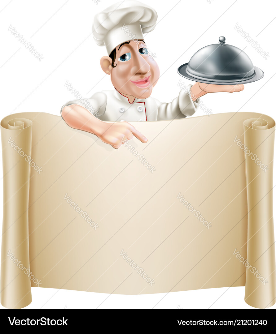 Happy Chef Pointing at Menu Vector Image