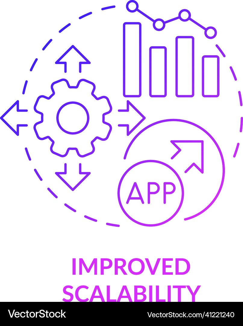 Improved scalability purple gradient concept icon Improved scalability purple gradient concept icon vector image