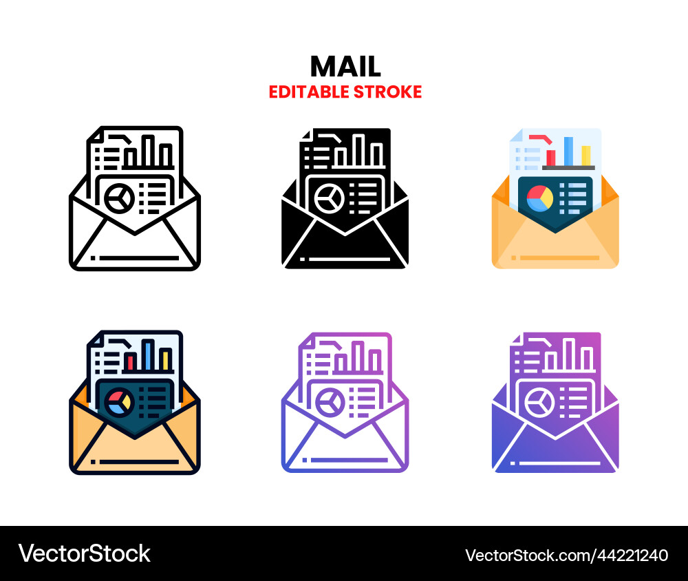 Mail icon set with different styles vector image