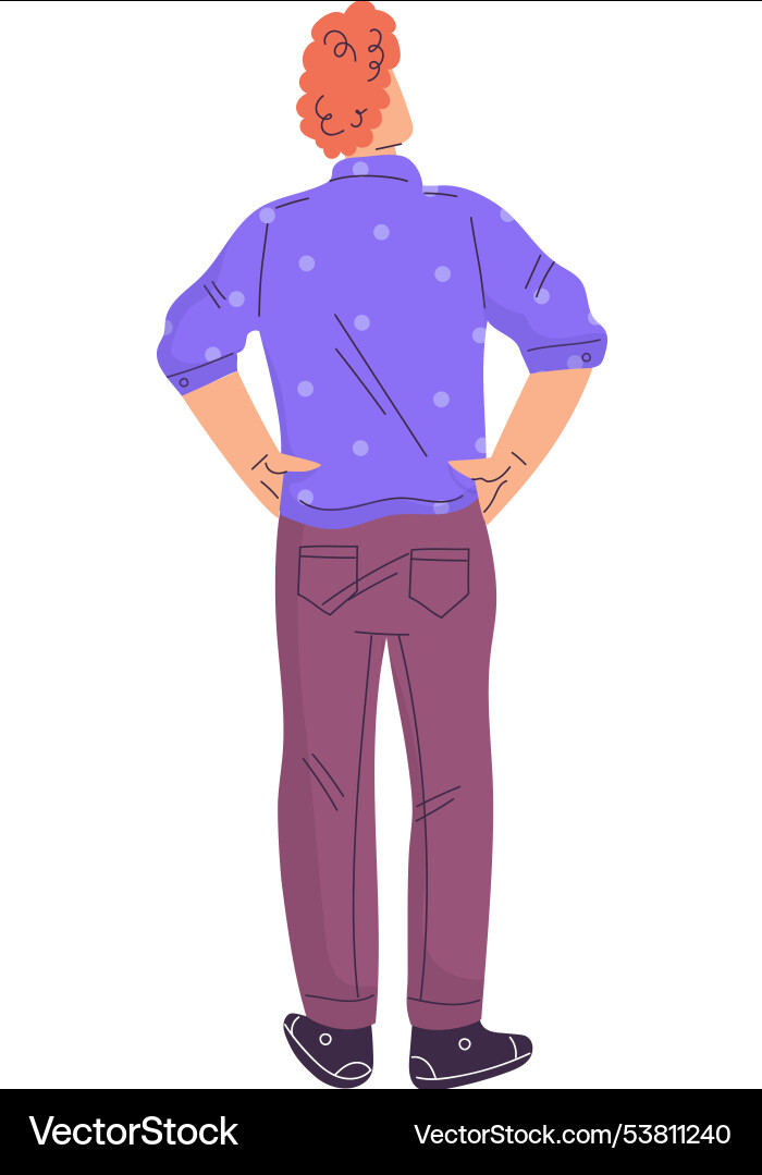 Man character standing from behind back view Vector Image