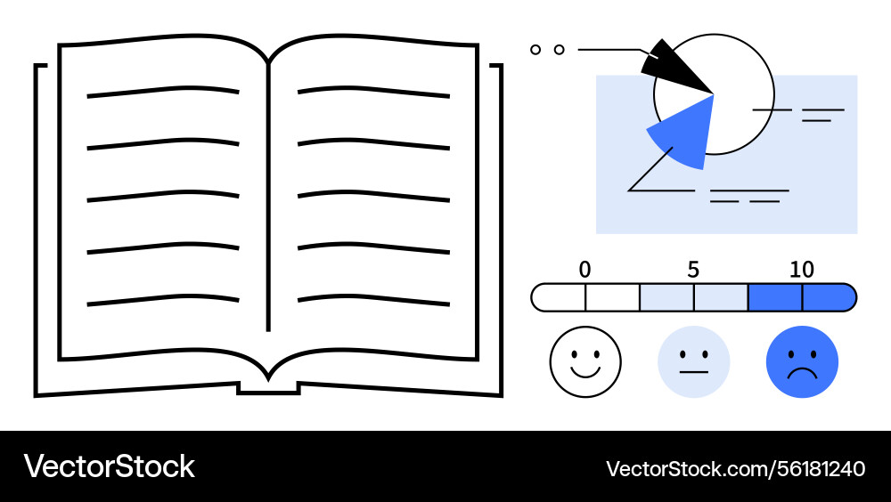 Open book with graph diagram and rating scale vector image