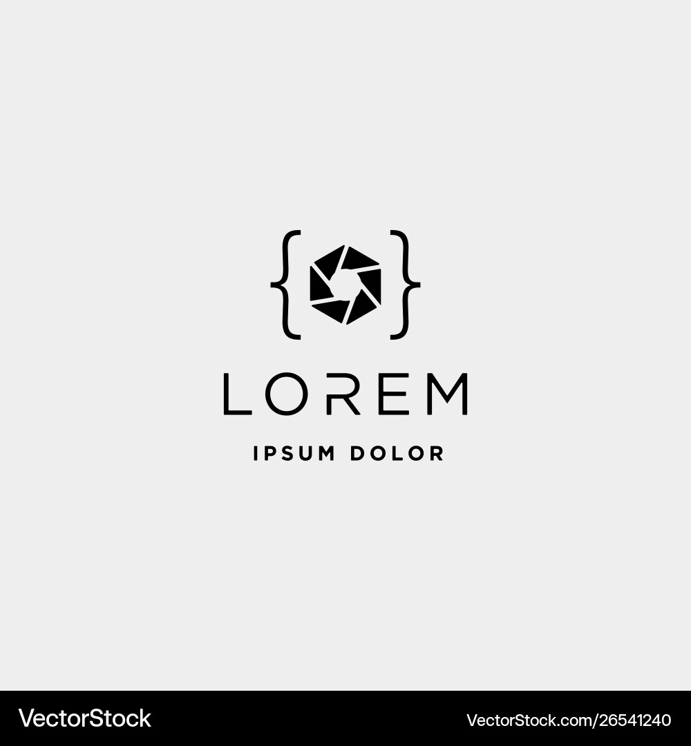 Photo code logo design camera coding simple line vector image