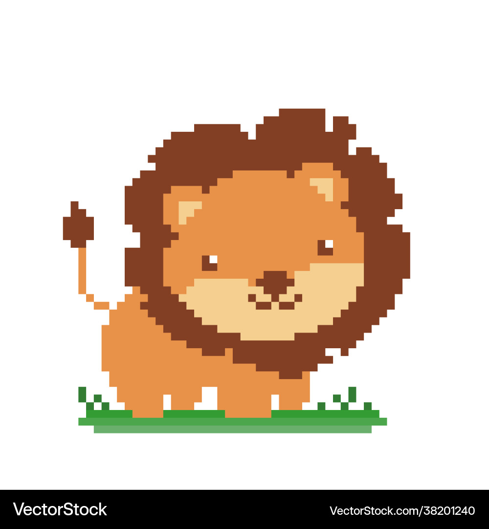 Pixel lion image for 8 bit game assets Pixel lion image for 8 bit game assets Vector Image