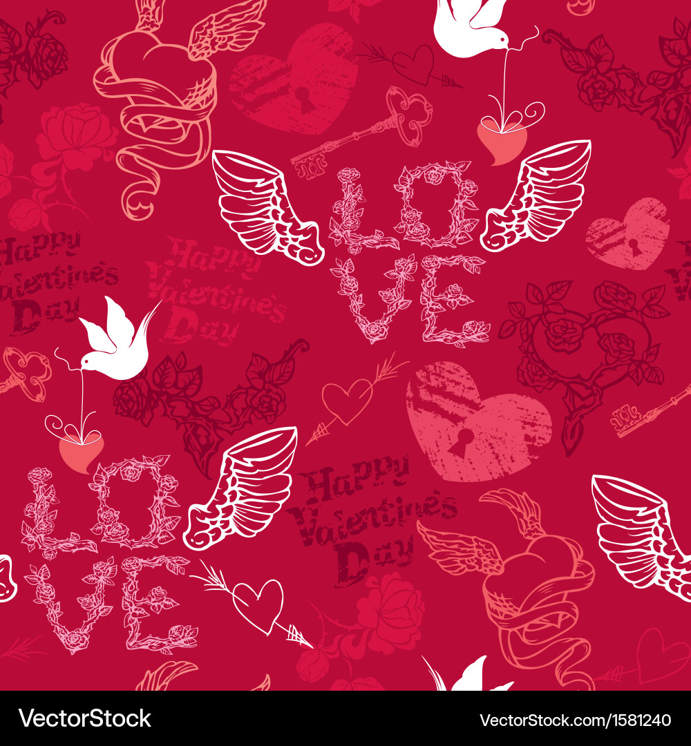 Romantic Valentines Day Pattern Vector Image