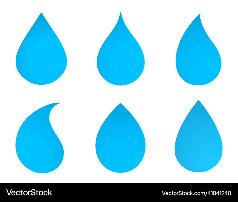 Set blauer Wassertropfen isolierte Silhouetten Set blauer Wassertropfen isolierte Silhouetten vektorbild