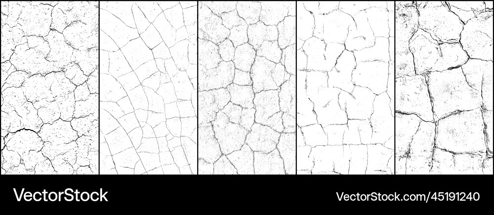 Set of cracks overlay textured vector image