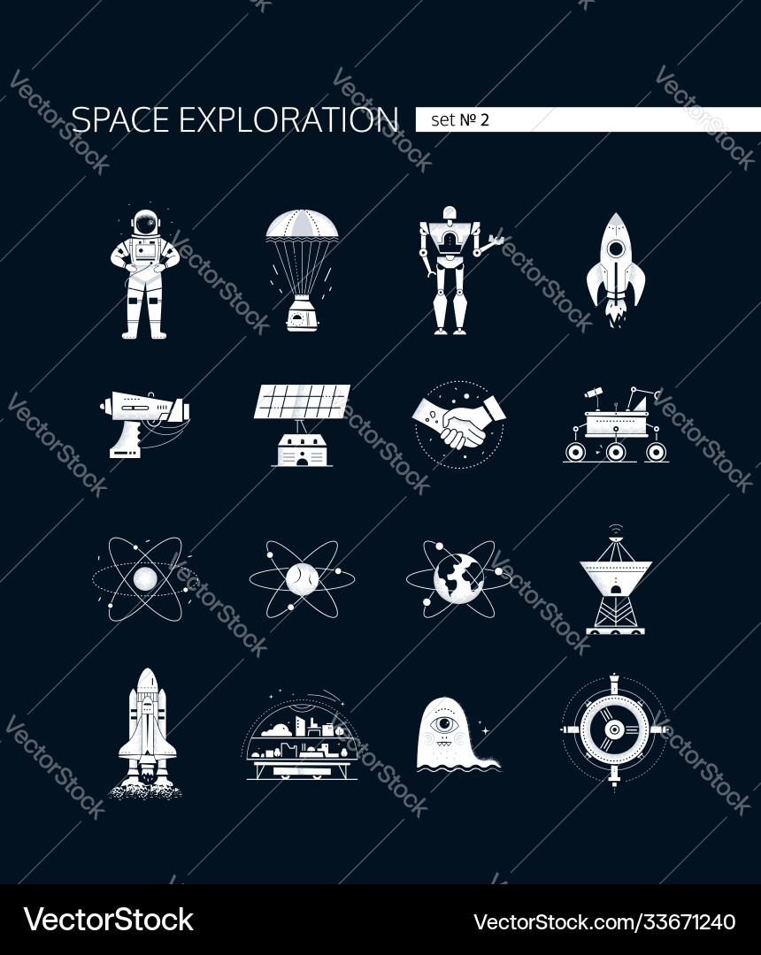 Space exploration - modern set white Vector Image