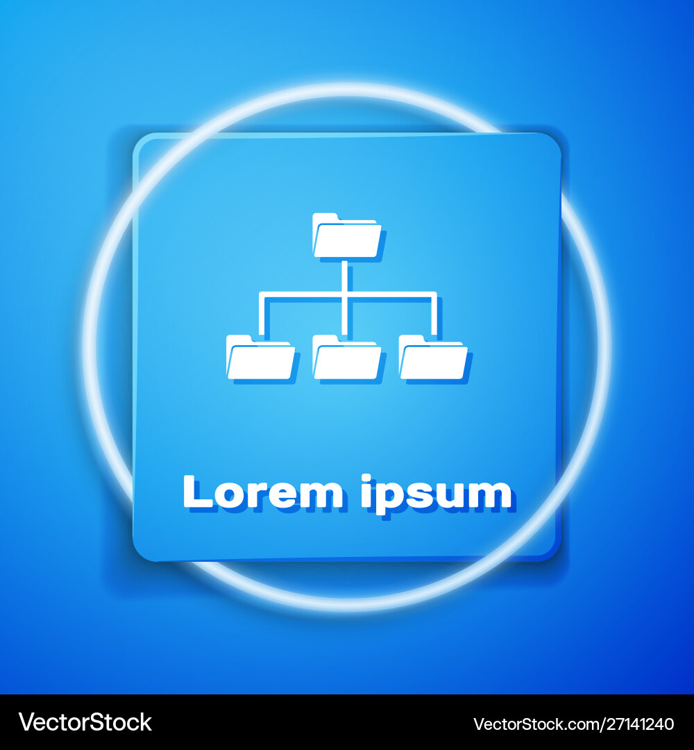 White folder tree icon isolated on blue background Vector Image