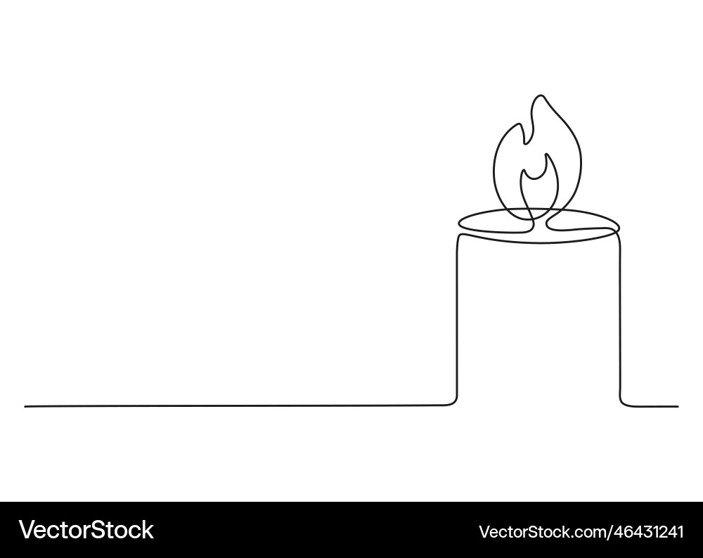 Candle fire continuous single art line drawing Candle fire continuous single art line drawing vector image