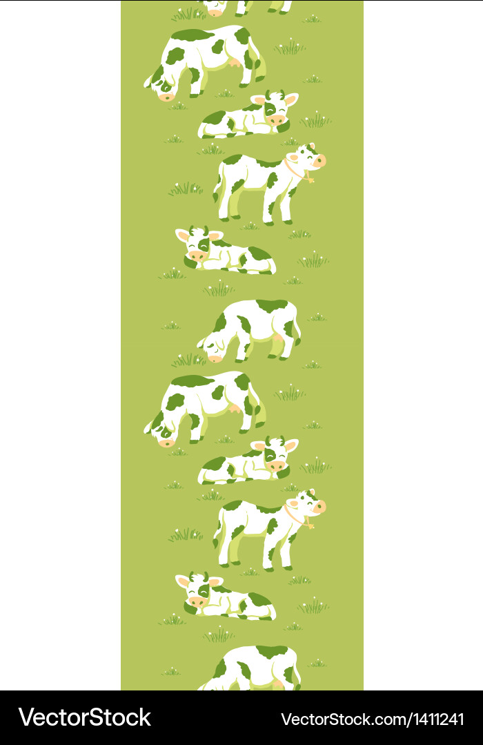 Cows on the field vertical seamless pattern vector image